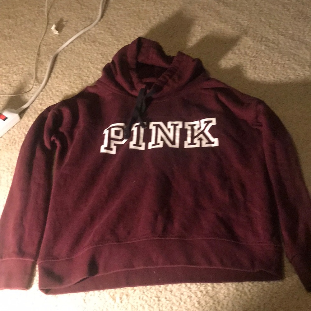 Pink cowl neck hoodie